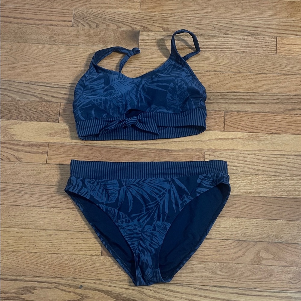 Kona Sol Blue Leaf Print Bikini
